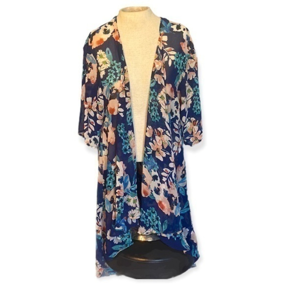 Wishful Park sheer cardigan, floral, womens size large